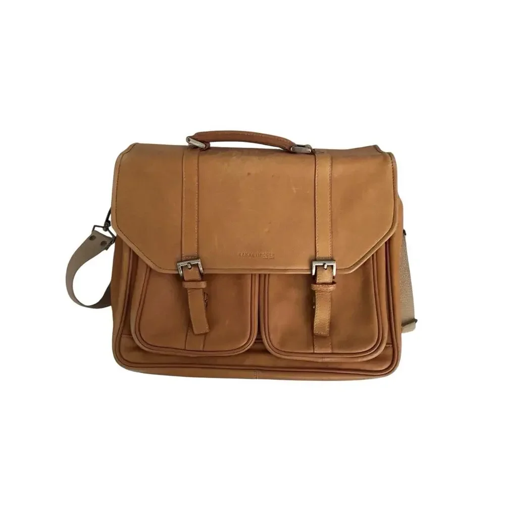Vtg Kenneth Cole New York Leather Messenger Madmen Crossbody Bag Briefcase